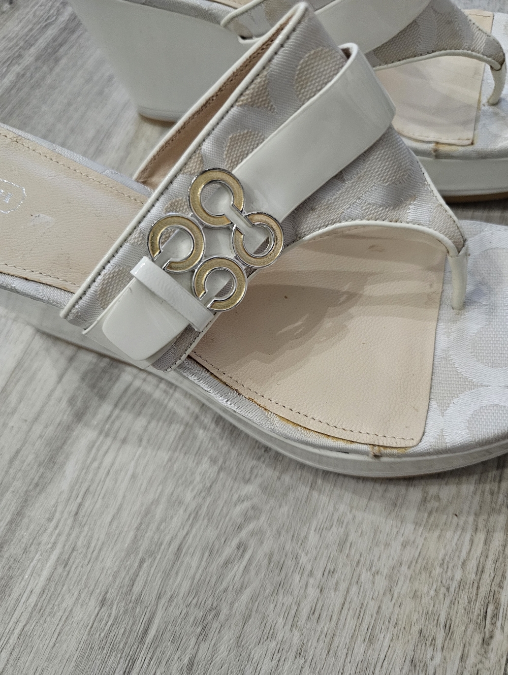 Coach beige cream platform sandals size 10 - Picture 5 of 9